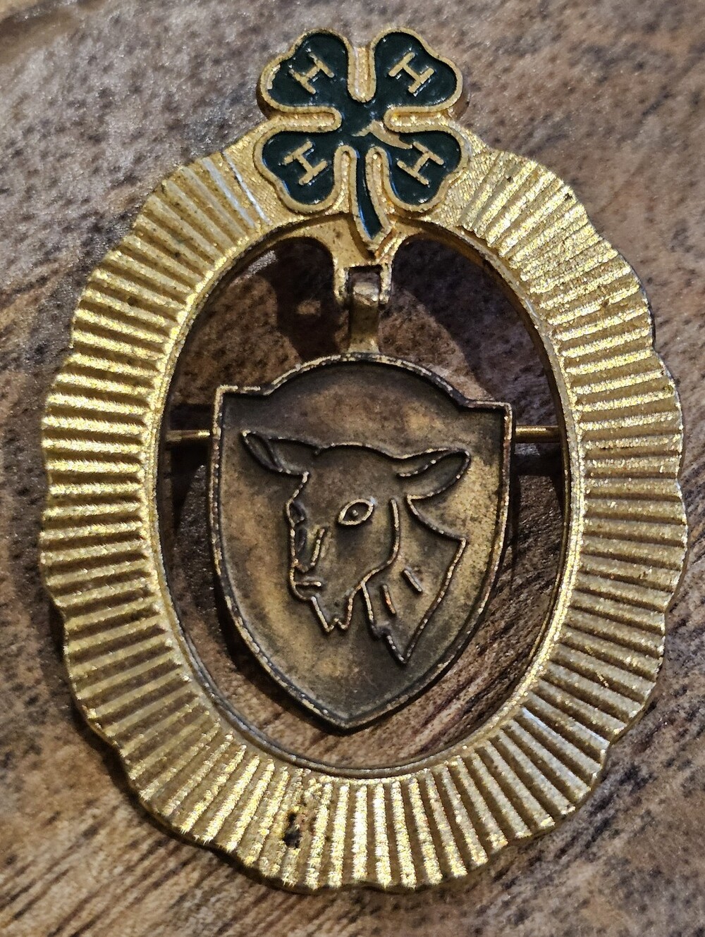 Vintage 50s/60s 4-H Goldtone Oval "Goat Project Achievement" Pin